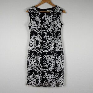 SD Collection Sleeveless Dress Women's Petite Size 6P Black White Trim